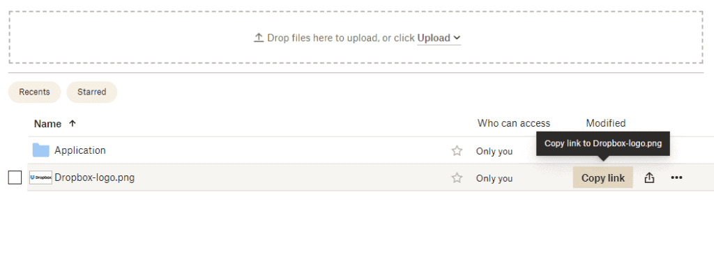 How to copy a link from Dropbox?