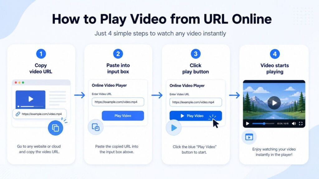 How to play video from URL step by step online video player