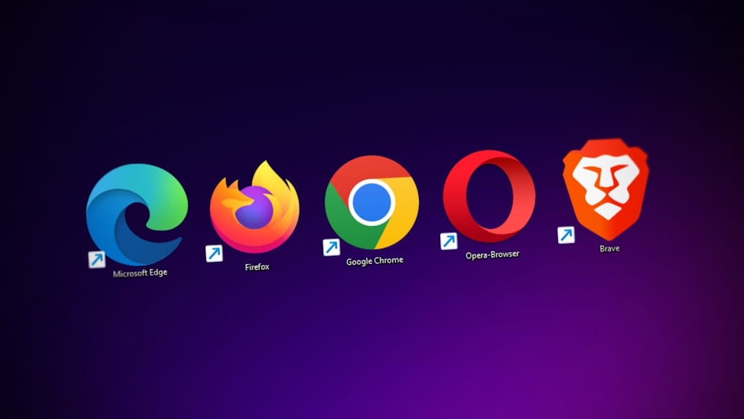 5 Browser-Based Video Players Compared (2026) Microsoft Edge, Firefox, Google Chrome, Opera, and Brave browser logos on a screen, representing browser-based video player options
